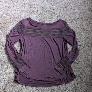 Free People Women's Purple Long Sleeve Top